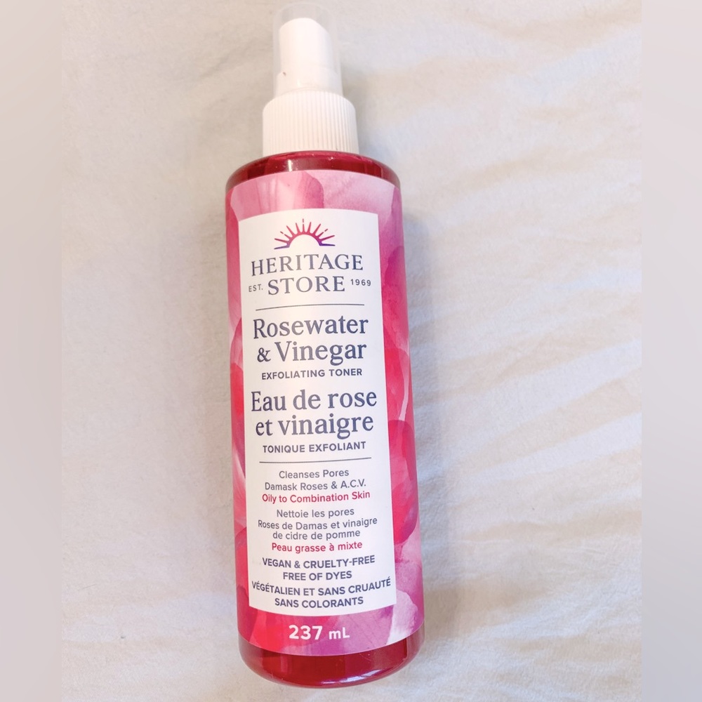 Heritage Rosewater and Apple Cider Vinegar Toner.  Vegan and Cruelty Free
